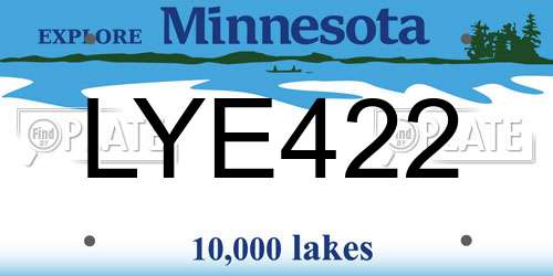 LYE422 Minnesota License Plate