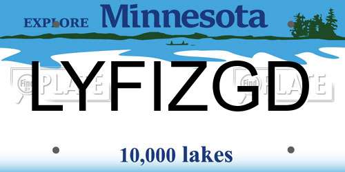 LYFIZGD Minnesota License Plate