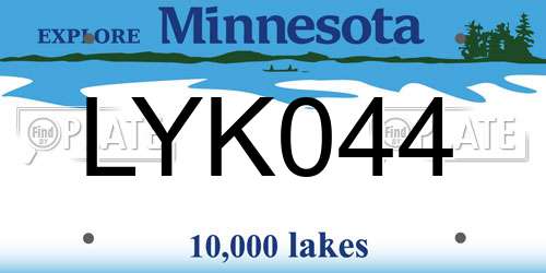 LYK044 Minnesota License Plate