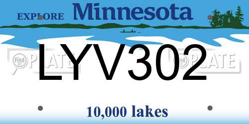 LYV302 Minnesota License Plate