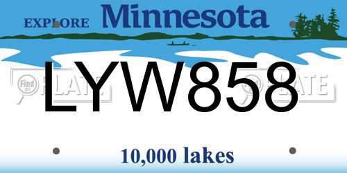 LYW858 Minnesota License Plate