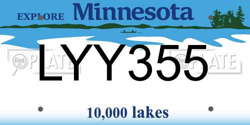 LYY355 Minnesota License Plate