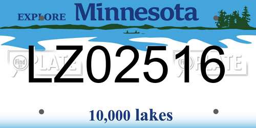 LZ02516 Minnesota License Plate