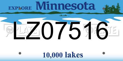 LZ07516 Minnesota License Plate