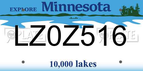 LZ0Z516 Minnesota License Plate