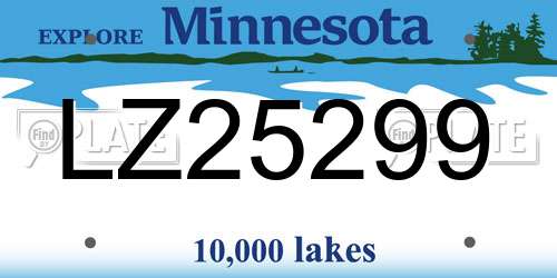 LZ25299 Minnesota License Plate