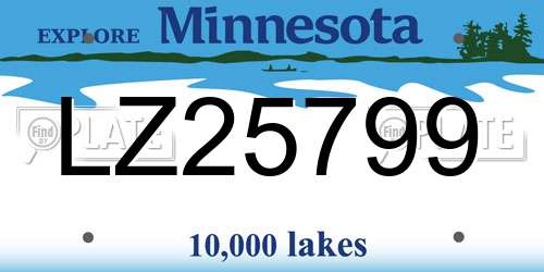 LZ25799 Minnesota License Plate