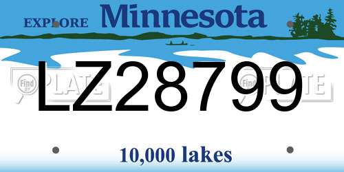 LZ28799 Minnesota License Plate