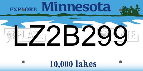LZ2B299 Minnesota License Plate