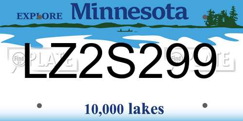 LZ2S299 Minnesota License Plate