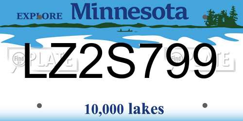LZ2S799 Minnesota License Plate