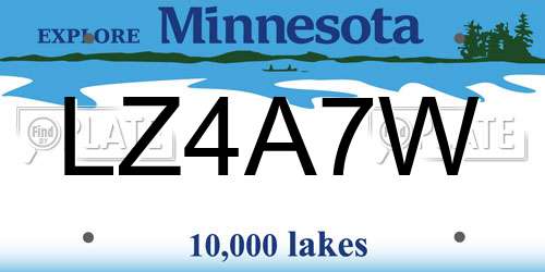 LZ4A7W Minnesota License Plate