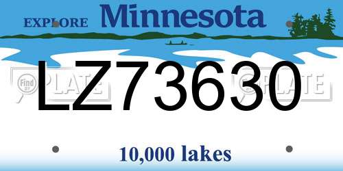 LZ73630 Minnesota License Plate