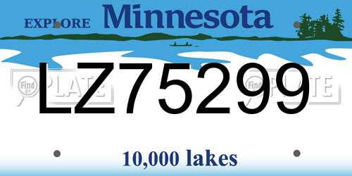 LZ75299 Minnesota License Plate