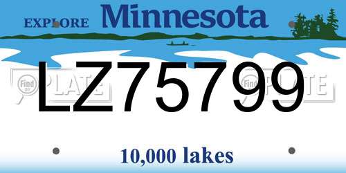 LZ75799 Minnesota License Plate