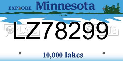 LZ78299 Minnesota License Plate