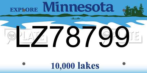 LZ78799 Minnesota License Plate