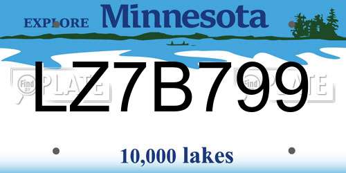 LZ7B799 Minnesota License Plate