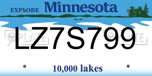 LZ7S799 Minnesota License Plate