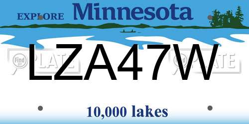 LZA47W Minnesota License Plate
