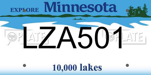 LZA501 Minnesota License Plate