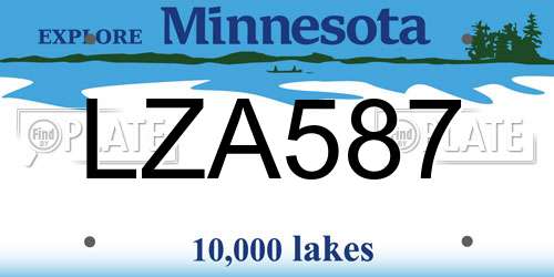LZA587 Minnesota License Plate