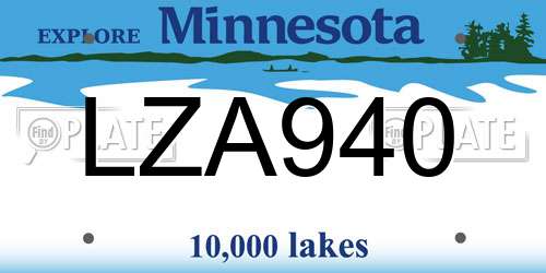 LZA940 Minnesota License Plate