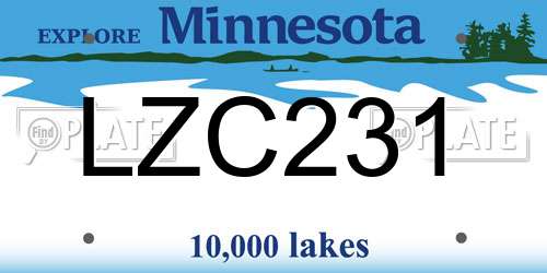 LZC231 Minnesota License Plate