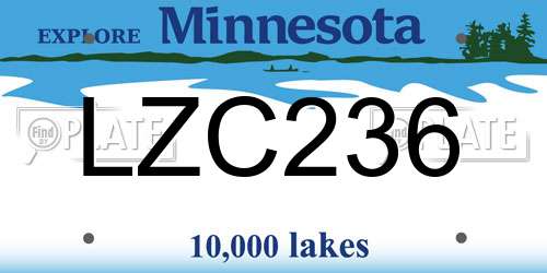 LZC236 Minnesota License Plate