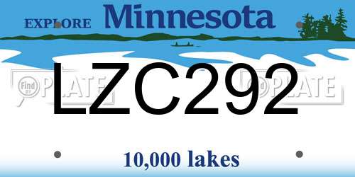 LZC292 Minnesota License Plate