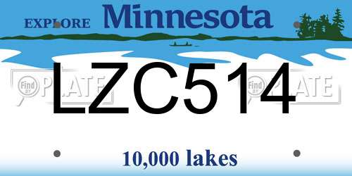 LZC514 Minnesota License Plate