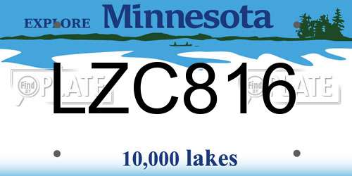 LZC816 Minnesota License Plate