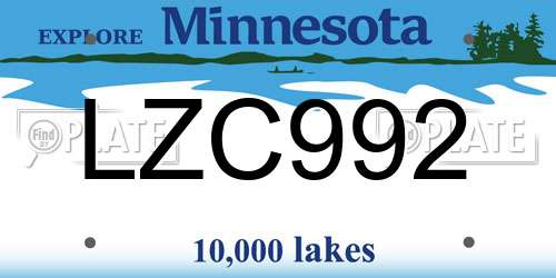 LZC992 Minnesota License Plate