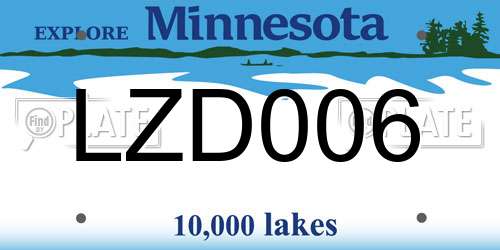 LZD006 Minnesota License Plate