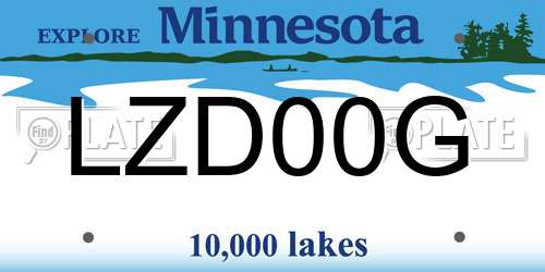 LZD00G Minnesota License Plate