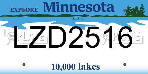 LZD2516 Minnesota License Plate