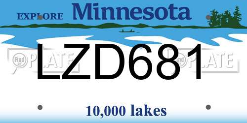 LZD681 Minnesota License Plate