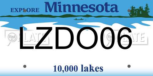 LZDO06 Minnesota License Plate