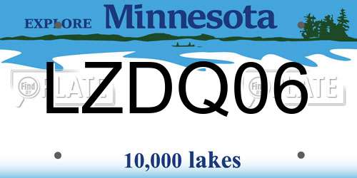 LZDQ06 Minnesota License Plate