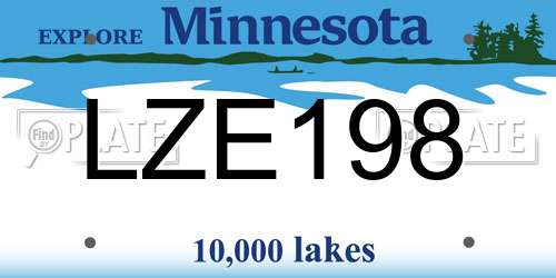 LZE198 Minnesota License Plate