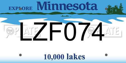 LZF074 Minnesota License Plate