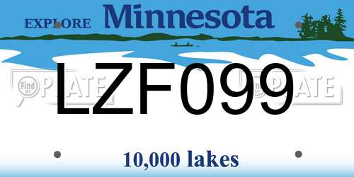 LZF099 Minnesota License Plate