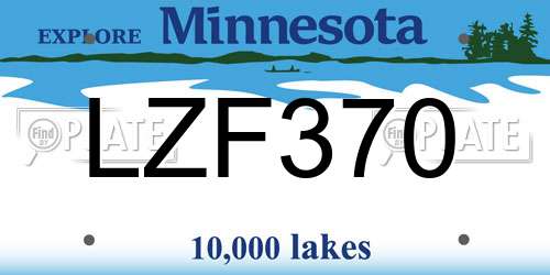 LZF370 Minnesota License Plate