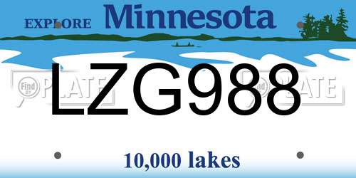 LZG988 Minnesota License Plate