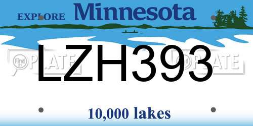LZH393 Minnesota License Plate