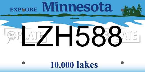 LZH588 Minnesota License Plate