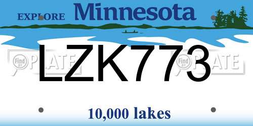 LZK773 Minnesota License Plate