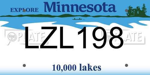LZL198 Minnesota License Plate