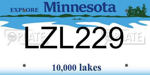 LZL229 Minnesota License Plate