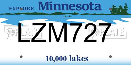 LZM727 Minnesota License Plate
